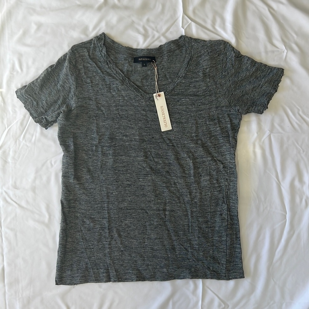 Olivaceous Distressed Linen Tee